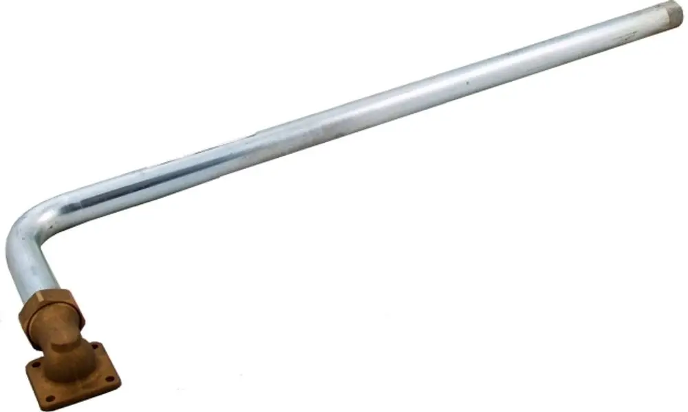 Gaszuleitung mit einem L-Form-Eckstück, aus Metall gefertigt, erkennbar durch die Verbindungselemente von Wolf, geeignet für die Montage in gasbetriebenen Systemen.